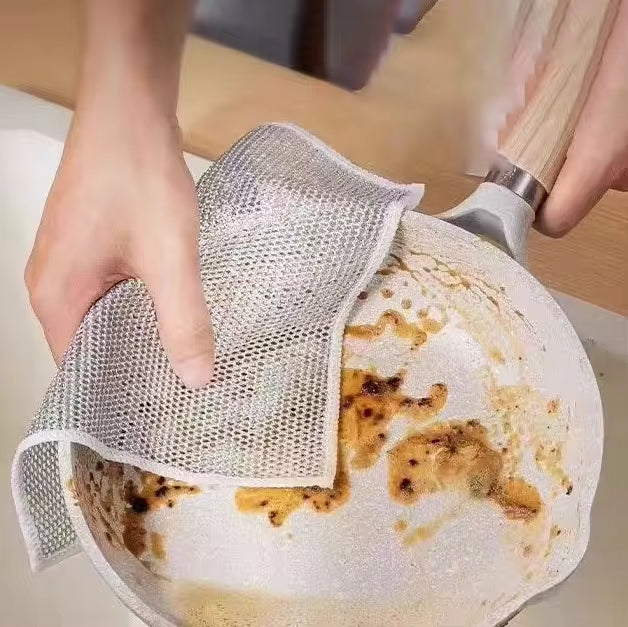 Non Scratch Wire Scrubber Dish Wash Cloth for Kitchen Reusable, Multipurpose Dishwashing Rags (Grey, 10pcs)