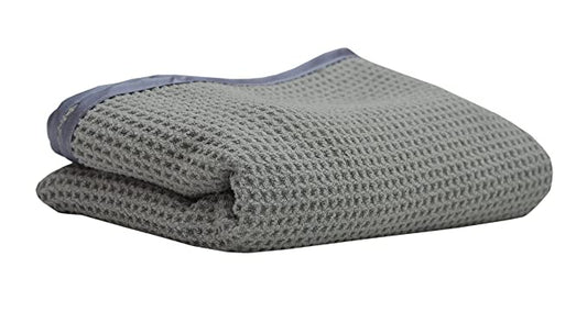 Microfiber Car Drying Towel (Waffle Weave, Extra Large, Satin edge, 50 cm x 80 cm, 400 GSM, Gray Color)