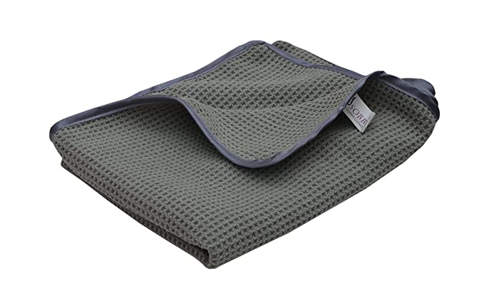 Microfiber Car Drying Towel (Waffle Weave, Extra Large, Satin edge, 50 cm x 80 cm, 400 GSM, Gray Color)