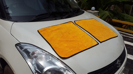 420 GSM Microfiber Cleaning Cloth for Car Care (Yellow, 45 cm x 45 cm, Pack of 2)