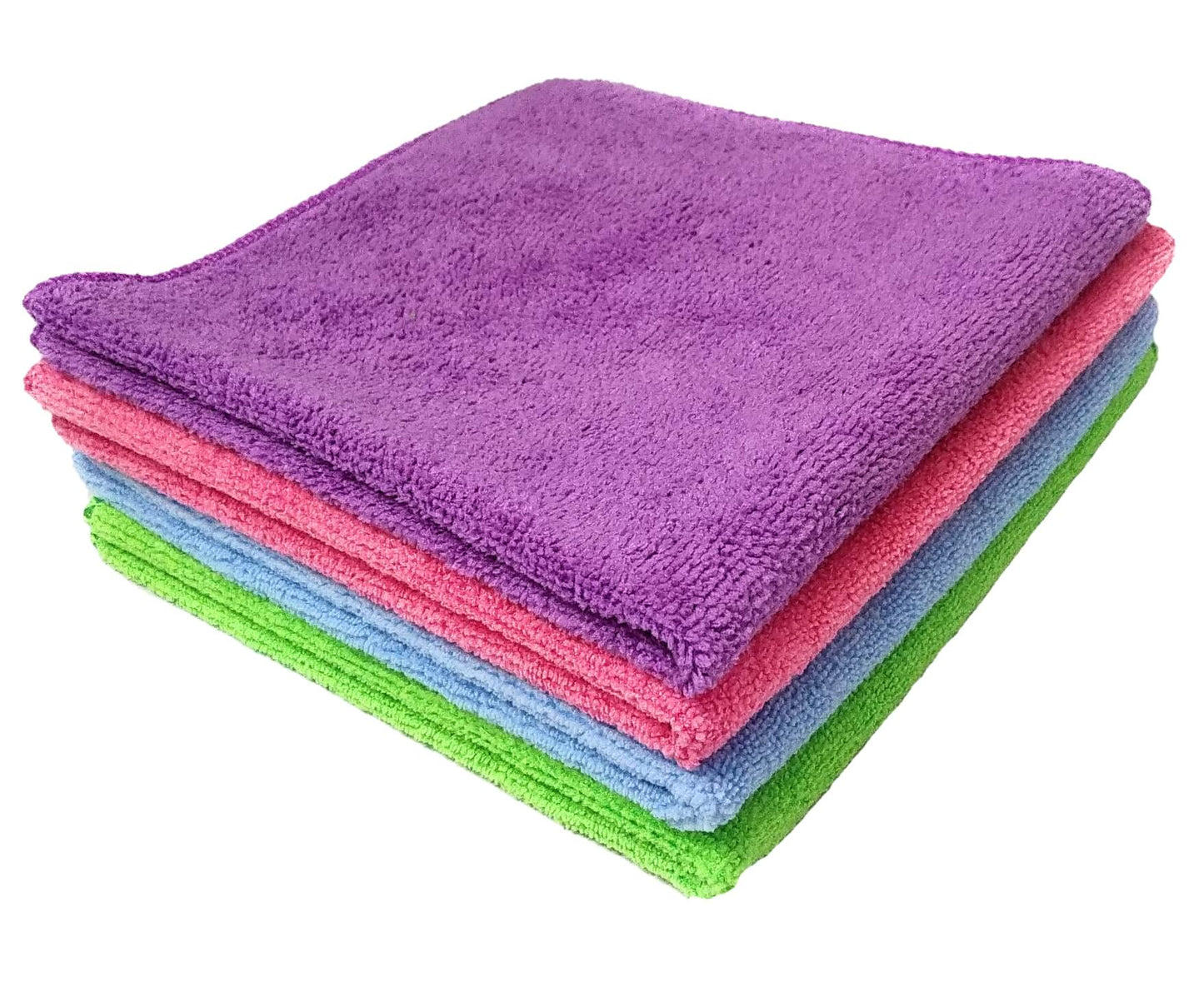 Multi purpose Microfiber cleaning cloths for Home, Kitchen, Cars & bike - 40cm x 40cm - 4 Pcs