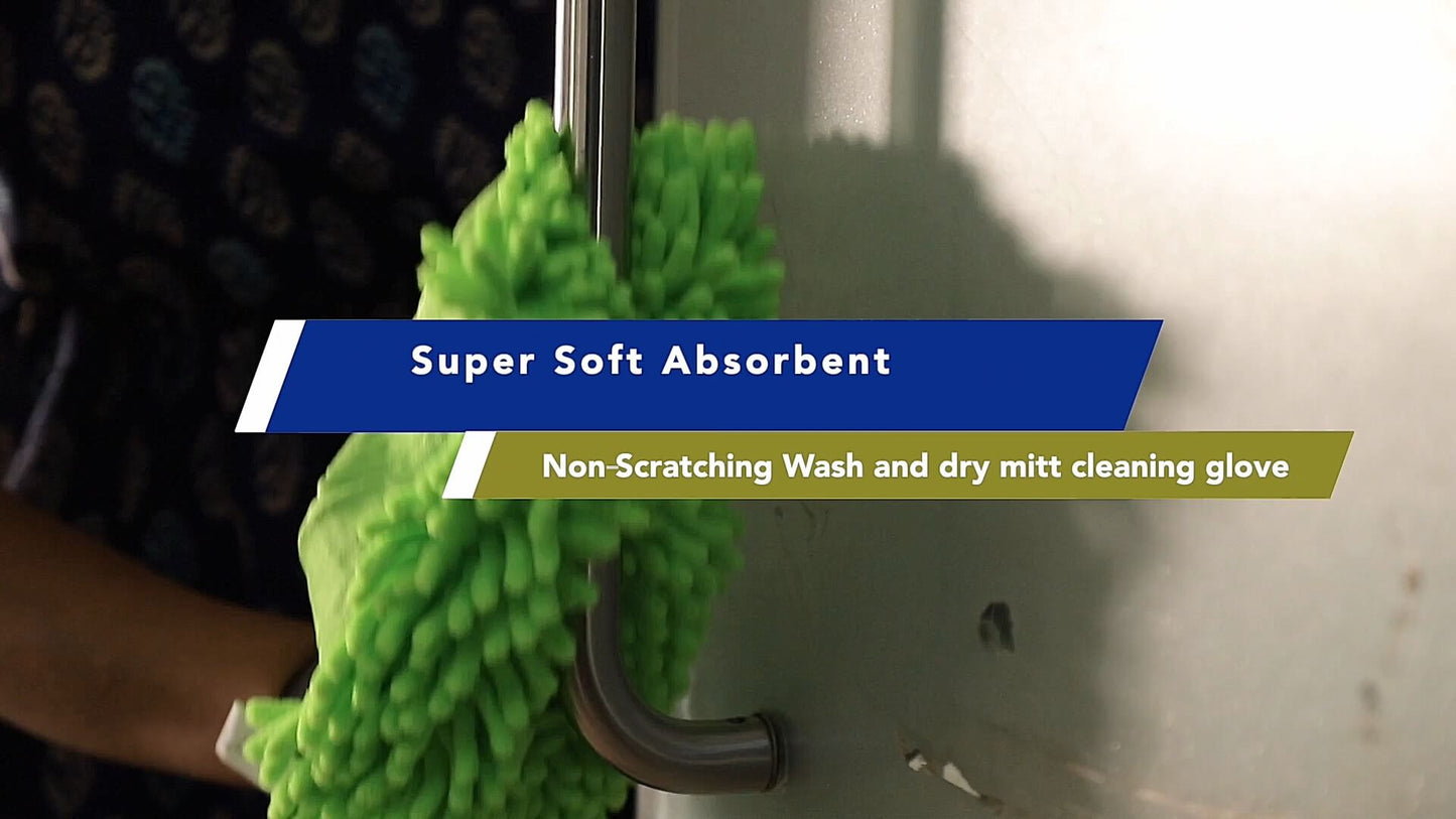 800 GSM Dual Sided Microfiber Towel and Chenille Car wash Mitt Glove 2 in 1 Combo for Car Cleaning and detailing