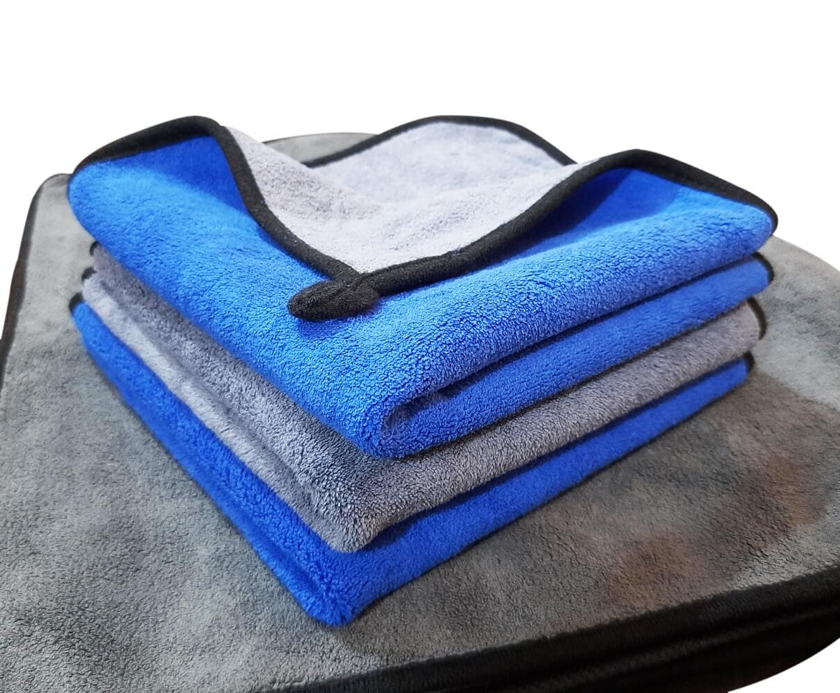 800 GSM Dual sided coral fleece thick & plush microfiber towel -40cm x 40cm- 3 Pcs