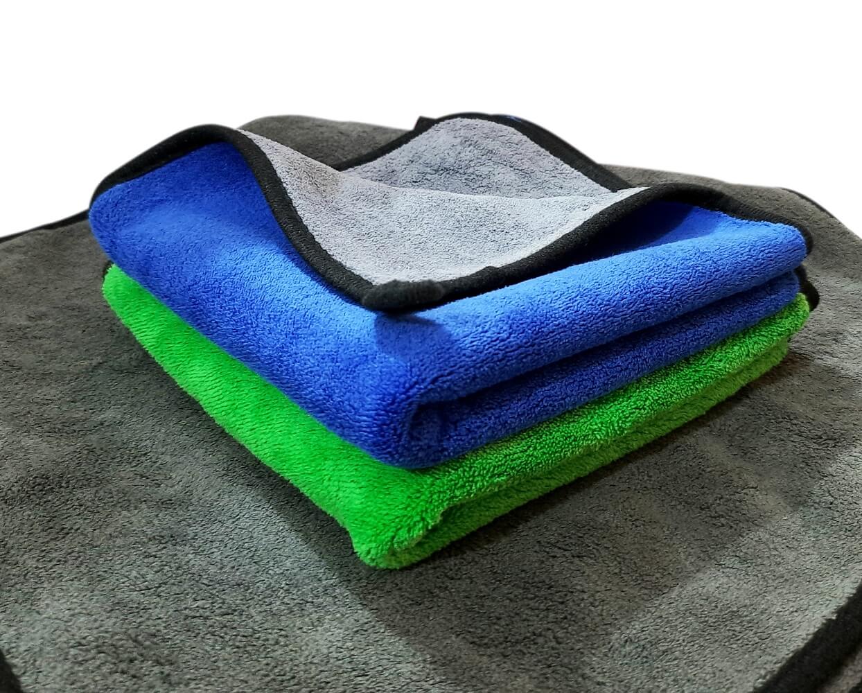 600 GSM Dual sided coral fleece thick & plush microfiber towel -40cm x 40cm- 2 Pcs- Multicolor