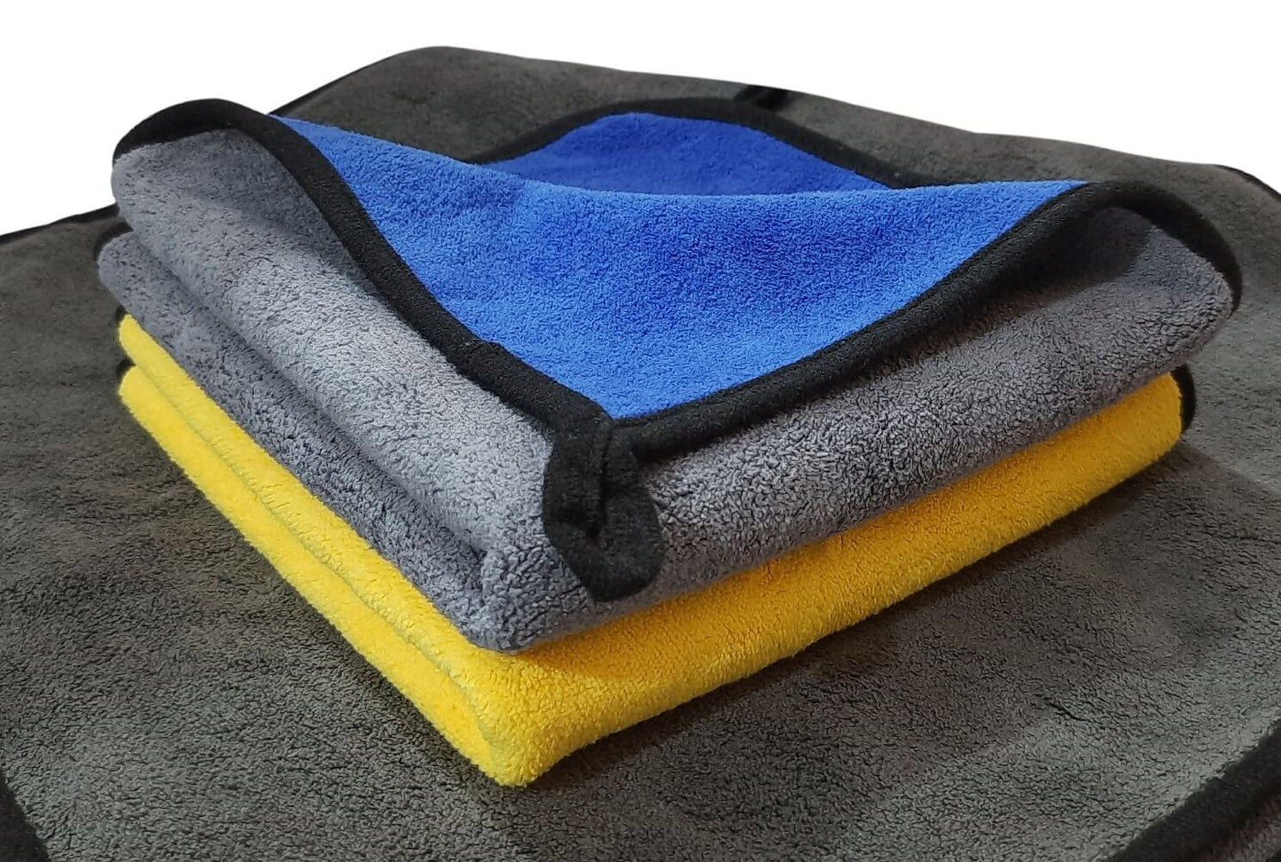 800 GSM Dual sided coral fleece thick & plush microfiber towel -40cm x 40cm 2 Pcs