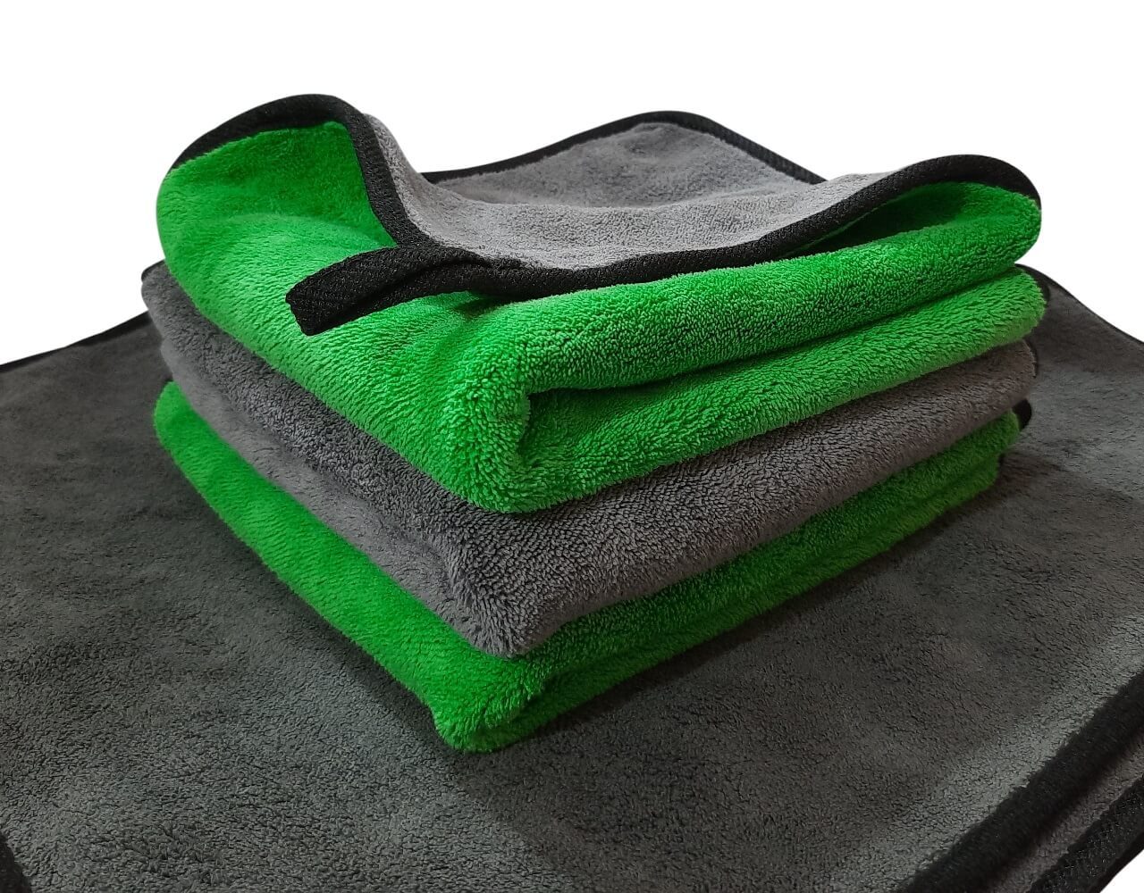 800 GSM Dual sided coral fleece thick & plush microfiber towel -40cm x 40cm- 3 Pcs