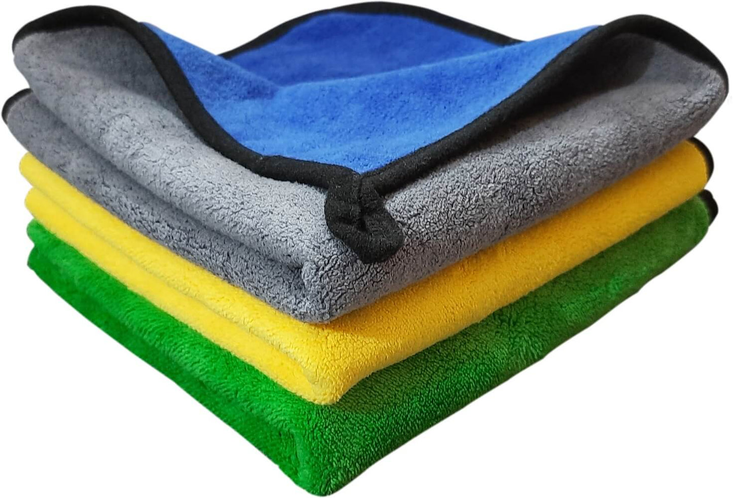 800 GSM Dual sided coral fleece thick & plush microfiber towel -40cm x 40cm- 3 Pcs