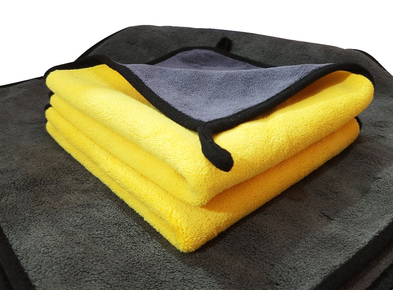 800 GSM Dual sided coral fleece thick & plush microfiber towel -40cm x 40cm 2 Pcs