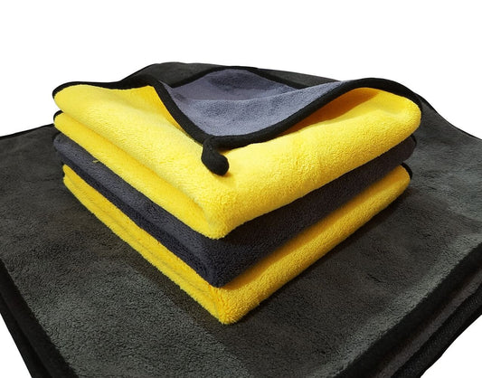 800 GSM Dual sided coral fleece thick & plush microfiber towel -40cm x 40cm- 3 Pcs