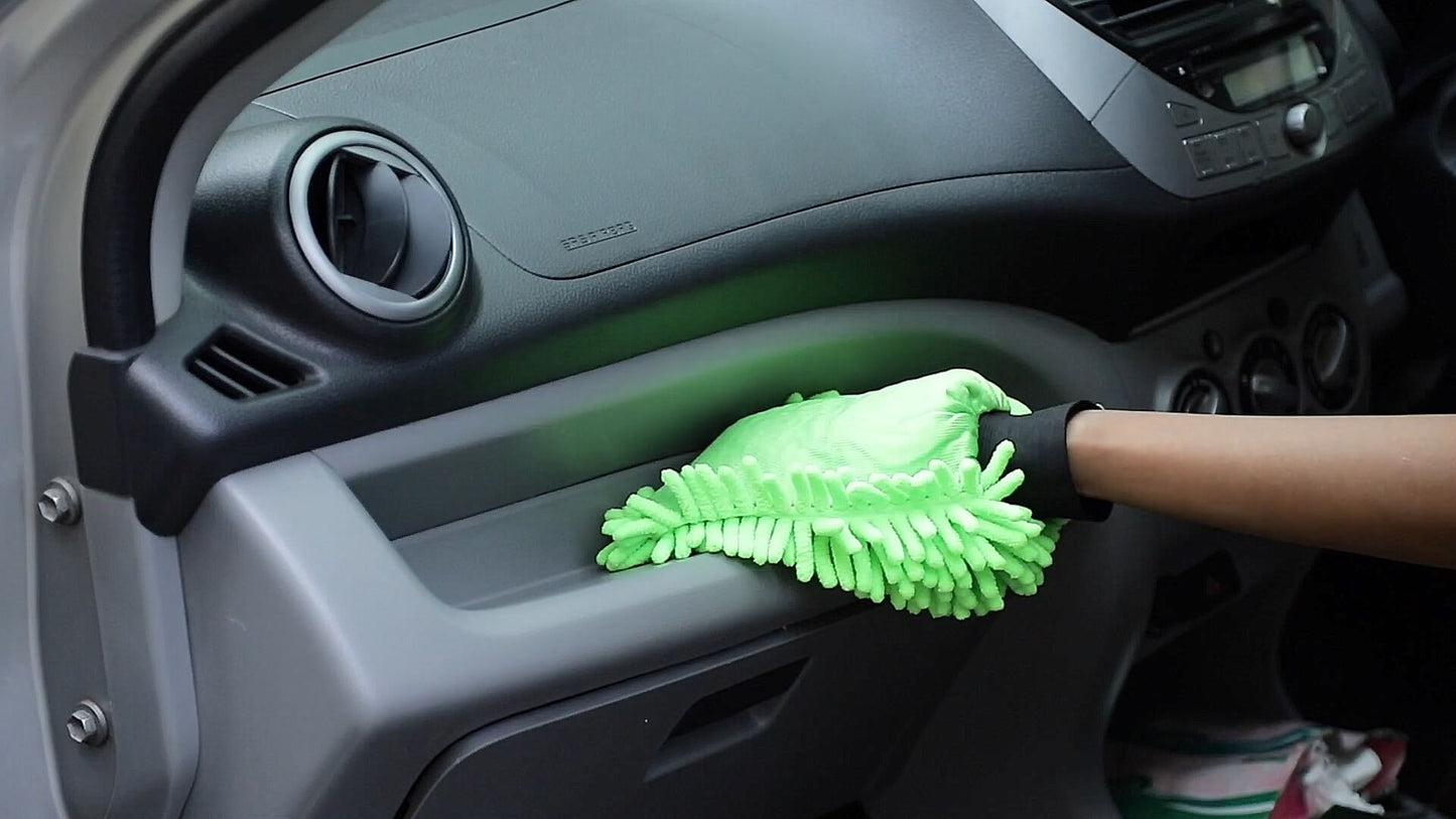2 in 1 Microfiber Cleaning Cloths and glove Combo for Car Care 1 pc of 40x60 cm cloth and 1 chenille mitt glove