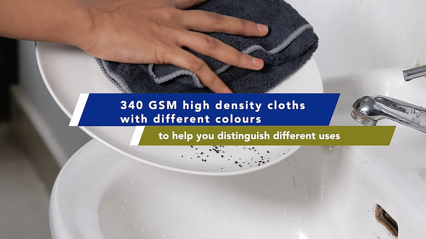 Multi purpose Microfiber cleaning cloths for Home, Kitchen, Cars & bike - 40cm x 40cm - 4 Pcs