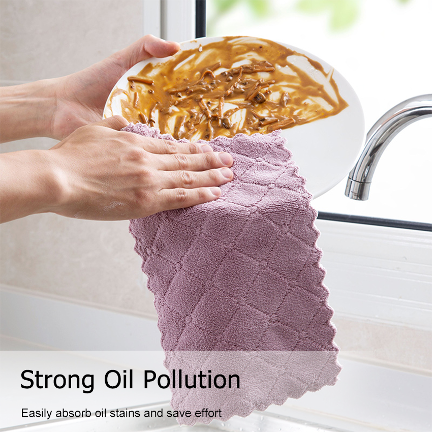 5-10Pcs Absorbent Kitchen Towels Soft Microfiber Cleaning Cloths Non-stick  Oil Dish Cloth Rags For Kitchen Household Dish Towel